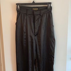 FEMME LA Black silk pants